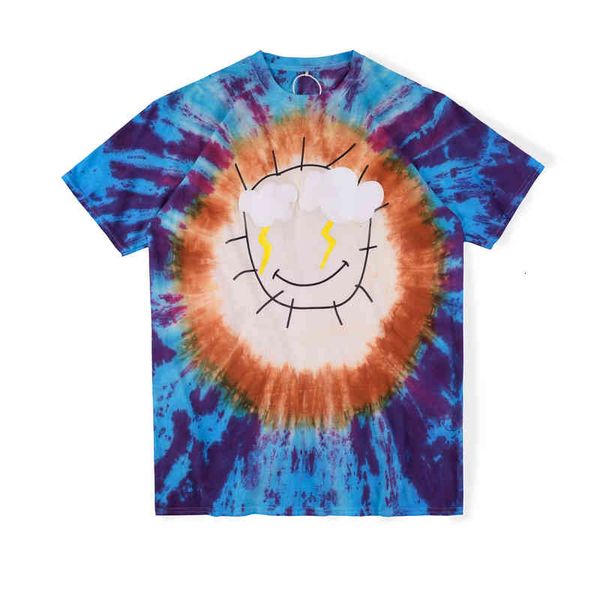 

men's t-shirts ins smile face stormi world 2 party blue tie dye tee skateboard mens designer t shirt women street casual tshirt nowl, White;black