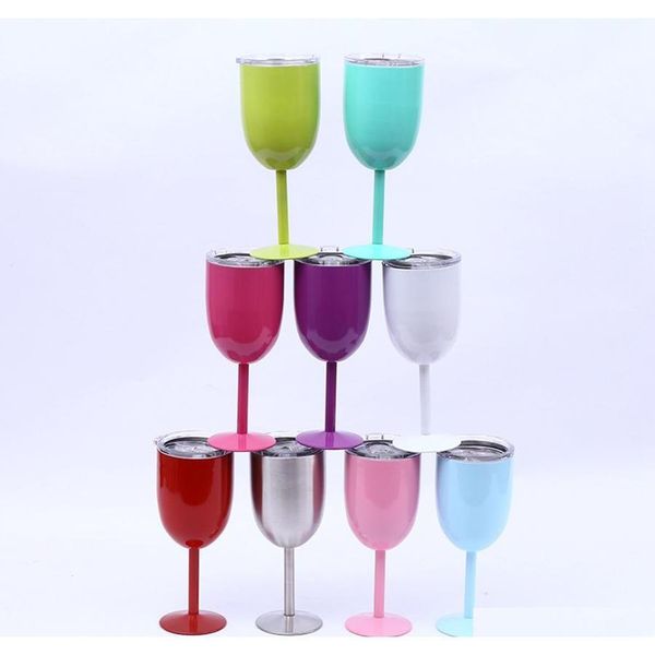

stianless steel wine glasses cup creative 10oz metal stemless tumbler goblet solid colors red wine glasses lids cup tta709-1 brmxf