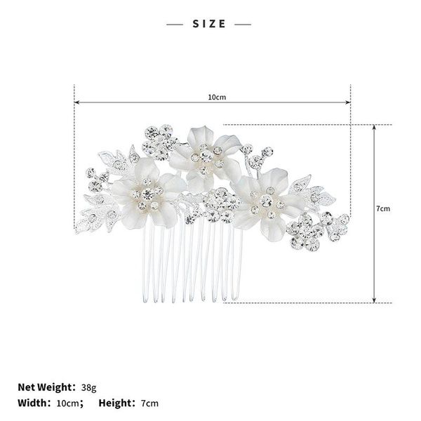 

qyy wedding hair accessories flower bridal hair comb peach blossom crystal bridal hair pins jewelry wmtaru rimmer, Silver