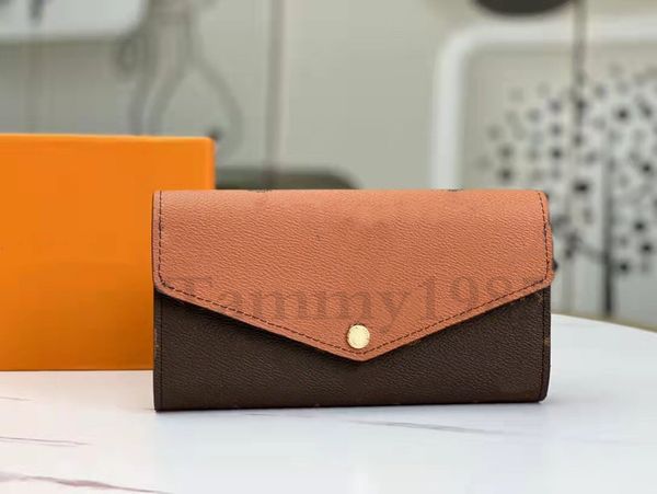 

genuine leather iron buckle wallet long envelope flap wallets designer key card coin holders purse leather mini clutch bag with box, Red;black