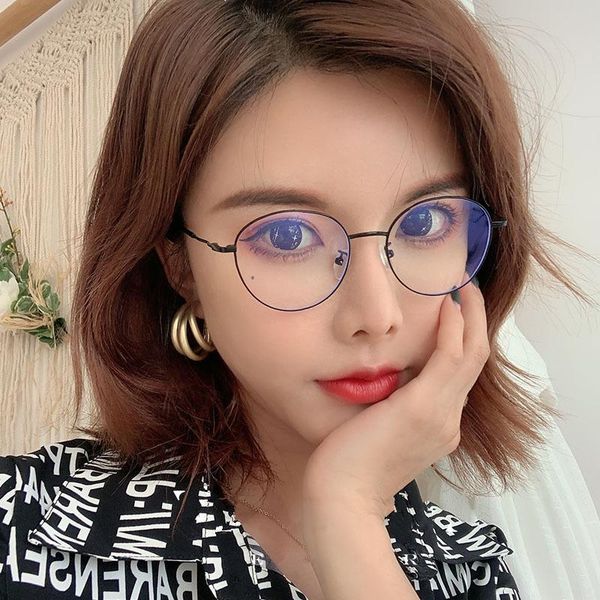 

2021 vintage metal frame spectacles frame women men anti blue light ray blocking eye glasses frames clear lens eyewear wd2112, White;black