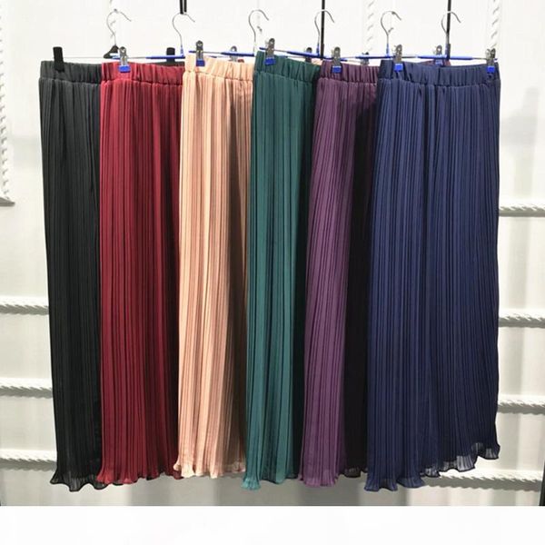 

siskakia fashion chiffon pleated skirt euro america double layer maxi skirts solid empire fresh sweet muslim girls skirt eid, Black