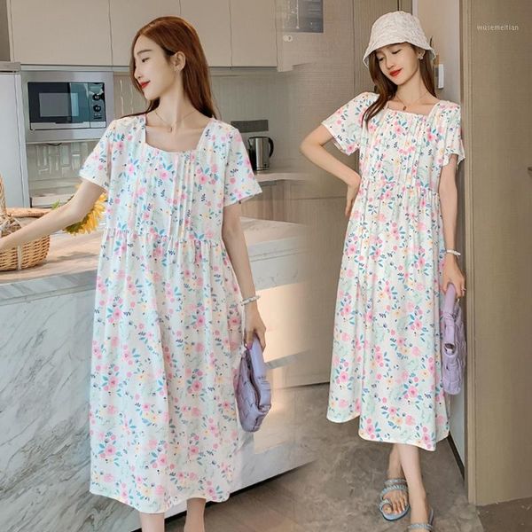 

summer maternity dress new summer floral floral maternity dress korean fashion print1, White