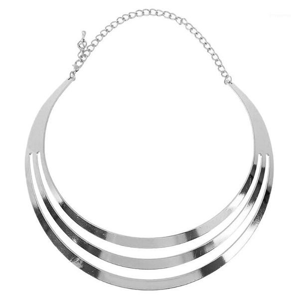 

new 2020 alloy statement necklace punk pendant necklaces women jewelry chunky choker gold color collares accesorios mujer1, Golden;silver