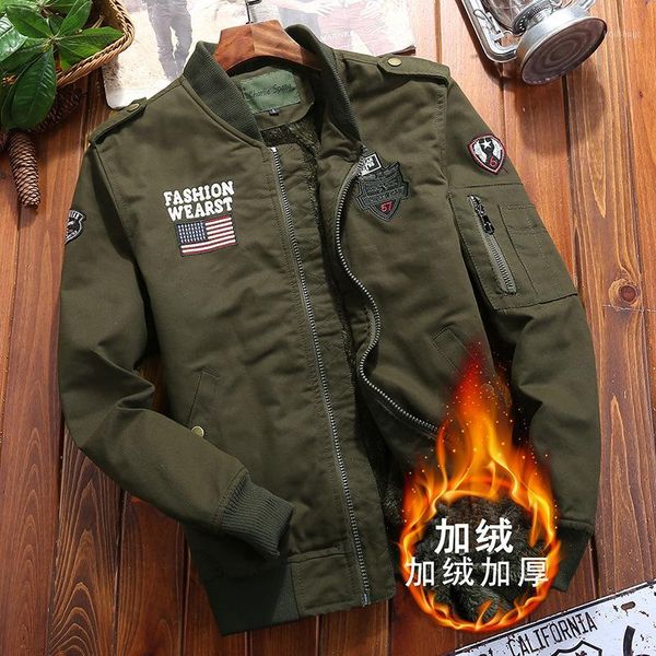 

cross border for amazon wish pure cotton washing pure cotton field jacket men's embroidered baseball brushed and thick men1, Black;brown