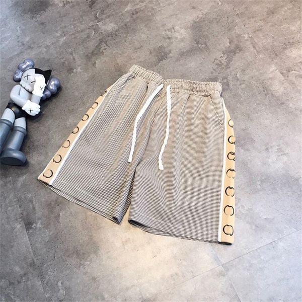 Armazém Roupas Verão Verão Velho Mil Pássaro Verificação 3M Reflexivo Reflexivo Fita Cordão Cintura Alta Tubo Reto Homens e Mulheres Casual Shorts Venda Online_1XVL