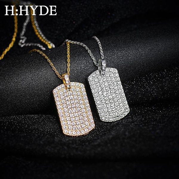

h:hyde mens fashion jewelry luxury full iced rhinestone gold silver color charm square pendant cuban chain hip hop jewelry