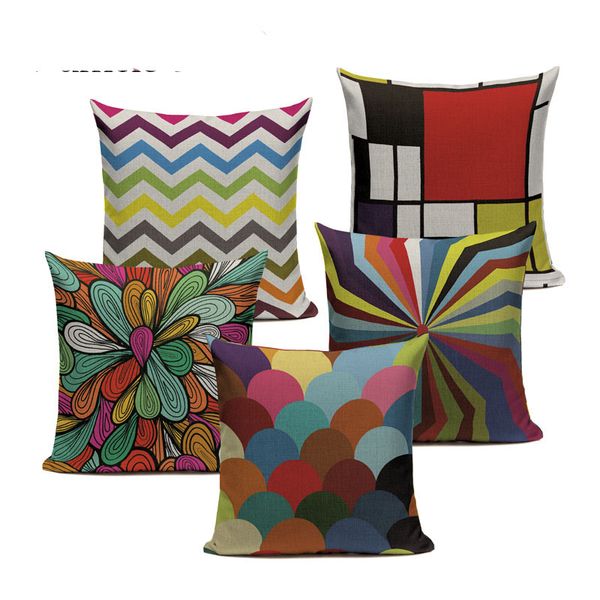 

finel chevron colorful geometry decor throw pillows case linen for sofa car cotton cushion cover creative decoration custom