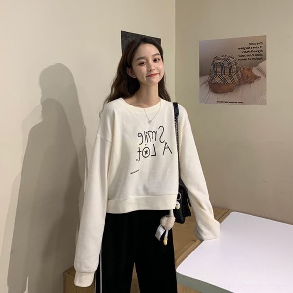 

nau1o 2020 new women's pullover pulloverpulloversweater loose and style spring s autumn thin round neck pullover student versatile coat, Black