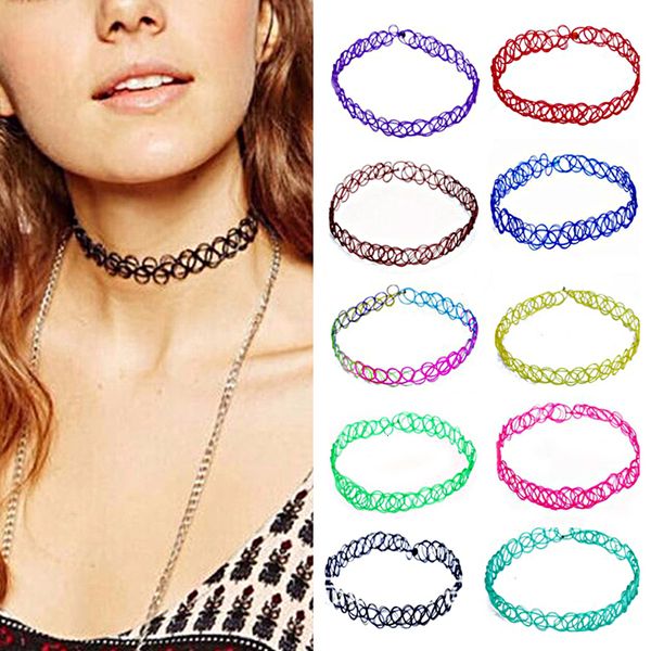

new multi-color vintage stretch choker necklaces for women girl charm gothic elastic necklace female wedding gift accessories