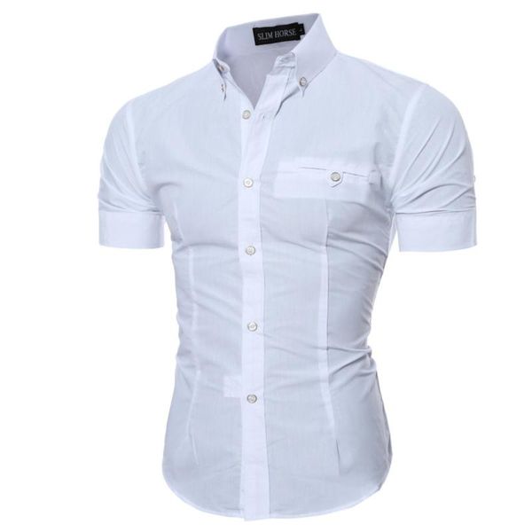 

spring summer casual shirt men mens dress shirts solid slim fit short sleeve men's shirt asian, White;black