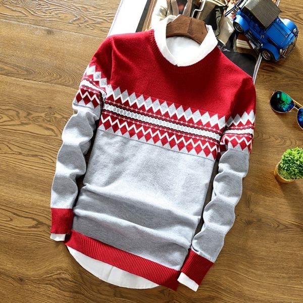 

men's o-neck cotton pullover patchwork autumn winter warm thick perfect quality slim fit clothes knitted casual male sweaters 201130, White;black