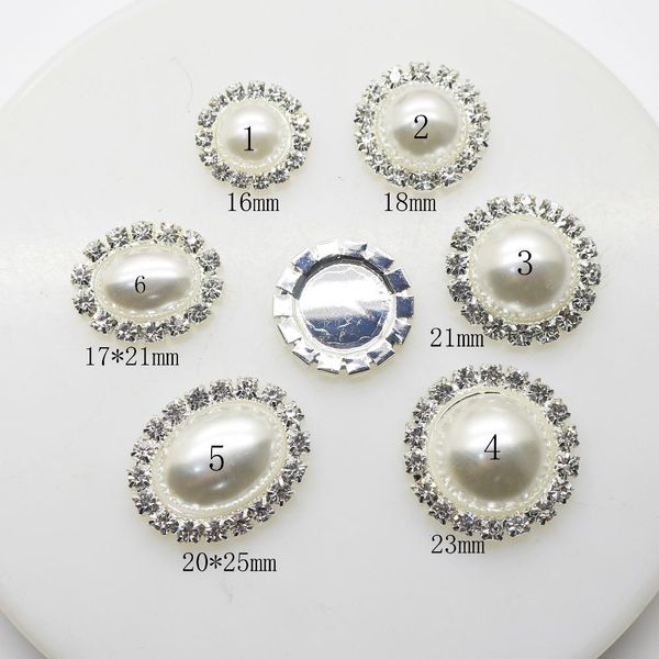 

10pcs/lot silver multi size white pearl diy accessories colthing don't have scratches wedding decoration flower metal flatback wmtscz, Black