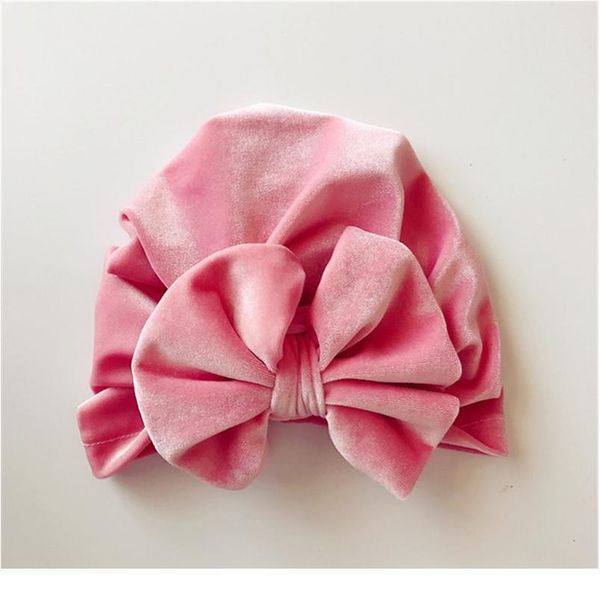 

girls 5'' big floppy velvet bow beanie for kids 2018 solid elastic velvet caps toddler large bows children soft hat acc qylodl, Yellow