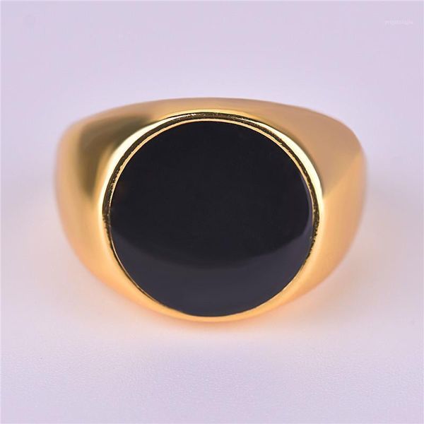 Fedi nuziali Moda Lusso Vintage Elegante Grande Rotondo Opale Nero Un Anello Colore Oro Regolabile per Fidanzamento da Donna