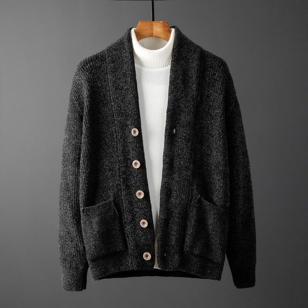 

men's sweaters minglu autumn cardigan male single breasted chenille mens fashion solid color man 3xl, White;black