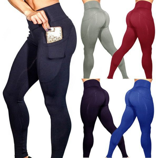 

women sport leggings yoga pants with pockets jogging workout running leggings stretch high elastic gym tights women legging, Black;white