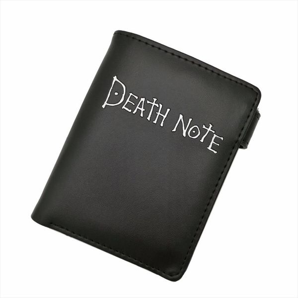 

death note anime black leather wallet men women card and p holder purse short design coin purse for cosplay gift, Red;black