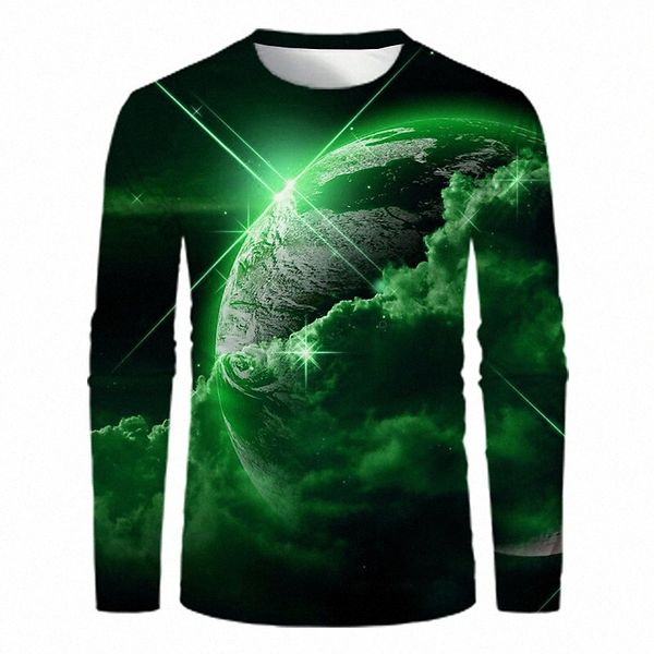 

men's t shirt shirt galaxy graphic round neck daily print long sleeve basic green blue purple c1o1#, White;black