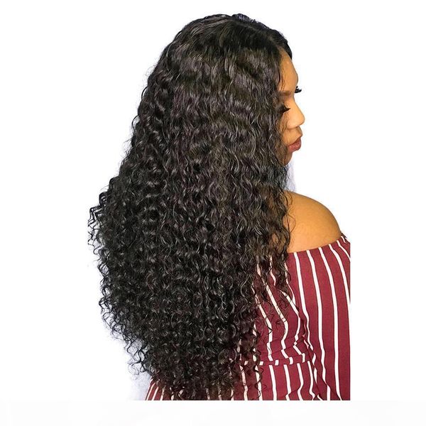 

13x4 peruvian deep wave hair wig natural color deep wave lace frontal wigs peruvian human hair wig 8-20inch, Black;brown