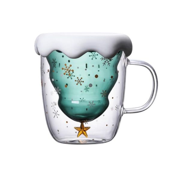 

new double walled glass coffee mug high temperature resistance 3d christmas tree star wishing cup 8oz travel mug fun coffee cups
