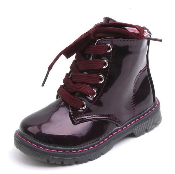 

new 2020 girls leather boots boys shoes autumn winter pu leather children boots fashion toddler kids boots warm winter wmtmrd, Black
