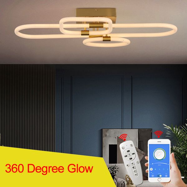 

360 glow surface mounted modern lighting living room bedroom study gold plated ceiling led chandelier fixtures nxdn