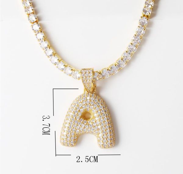 

custom a-z 26 letter name pendant out gold 16/18/20/24 inch tennis chain men women hip hop nec jllgat dayupshop, Silver
