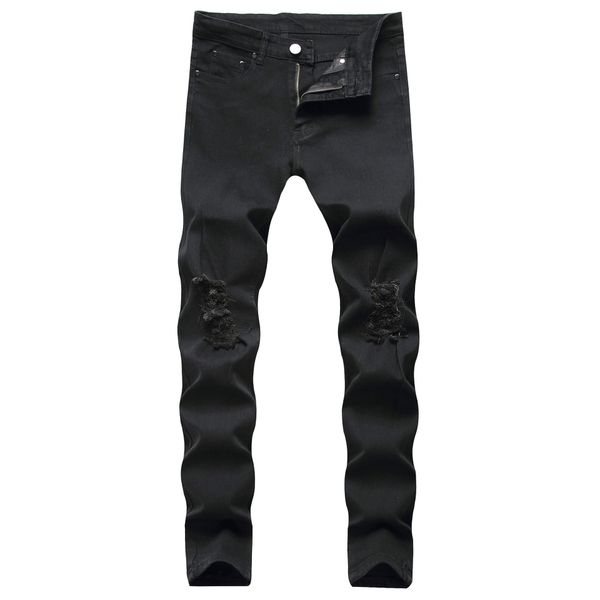 

jeans distressed godlikeu destroy mens ripped stretch black elasitc skinny denim pants 4l14, Blue