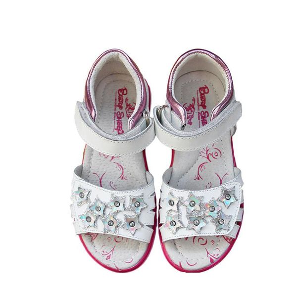 

sandals super quality 1pair rhinestone genuine leather arch support orthopedic hard back girl shoes, kids/children soft shoes, Black;red