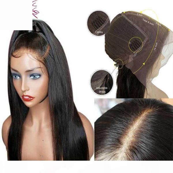 

eayon straight lace front human hair wigs for women remy hair pre plucked hairline with baby brazilian lace wig human, Black;brown