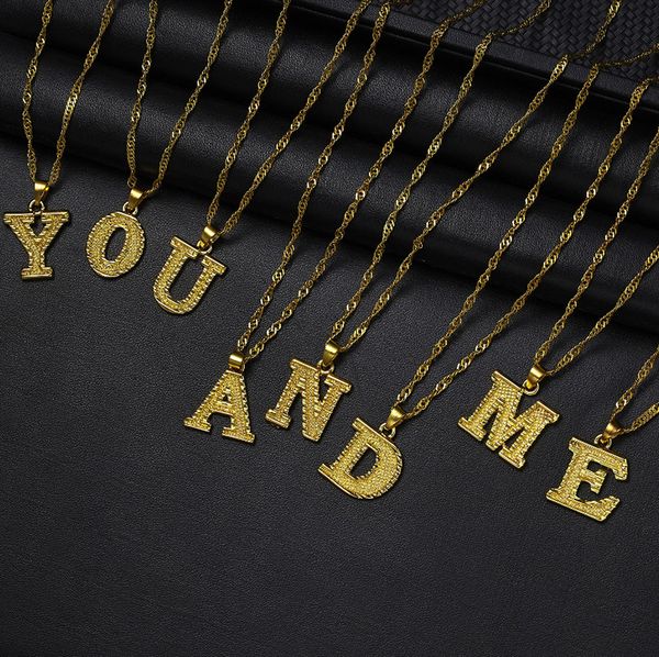 

a-z small letters necklaces women girl gold color initial pendant thin chain english letter jewelry alphabet gift, Silver