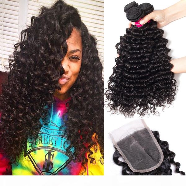 

brazilian peruvian malaysian indian straight body wave loose virgin human hair weaves with 4x4 lace closure unprocessed brazilian remy hair, Black;brown