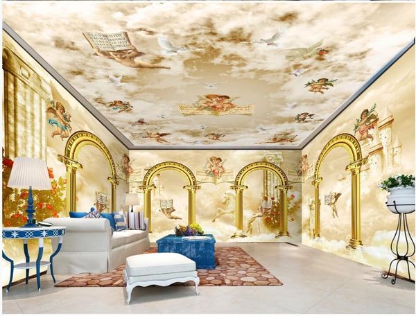 Wallpapers WDBH 3D-Raum-Tapete, benutzerdefinierte Po, aristokratischer königlicher Traum, Himmel, Wunderland, Engel, römische Säule für Wände, 3 D1