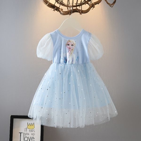 

lupyw children's wear dress princess girlschildren's summer 2020 new aisha princess dress short-sleeved gauze skirt pengpeng skirt, Black;gray