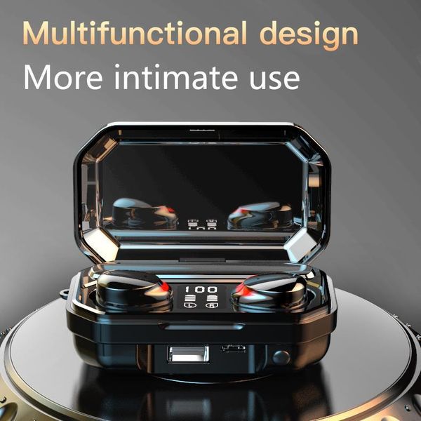 

new ipx7 waterproof sport wireless headphone m15 tws noise reduction music earphones bluetooth 5.0 deep bass earbuds1