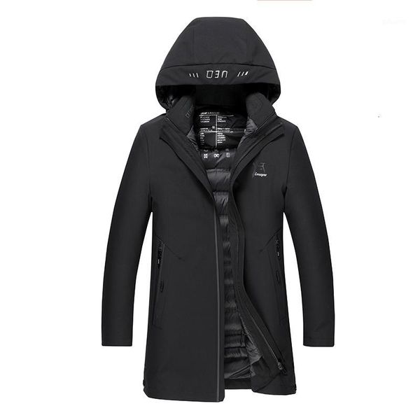 

plus 10xl 8xl 6xl 5xl duck dow jacket men warm thick quality zipper hooded dow coats male overcoat jackets winter men jacket1, Black