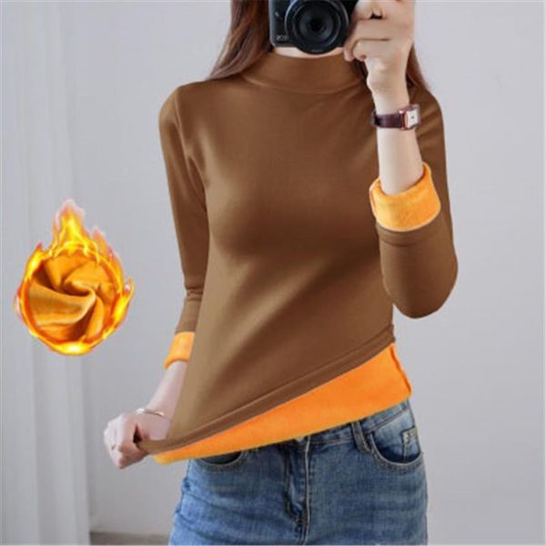 

плюс размер  4xl толстые теплое золото velvet белье топы зимы женщин с длинными рукавами высокого воротника термическое тела трико pz2970, White;black