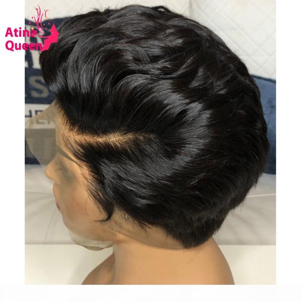 

invisible bleached knots 13x4 pixie wig human hair pre plucked baby hair 4x4 bob short cut remy hair black women lace front wig