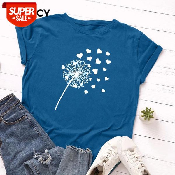 

jfuncy summer women cotton t shirt plus size dandelion print tee short sleeve woman t-shirt female tshirt camiseta mujer #dt3j, White