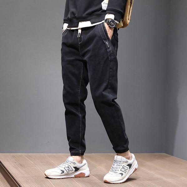 

2021 new fashion streetwear men jeans black gray elastic casual cargo pants japanese vintage designer hip hop joggers wide leg trousers 1zm3, Blue