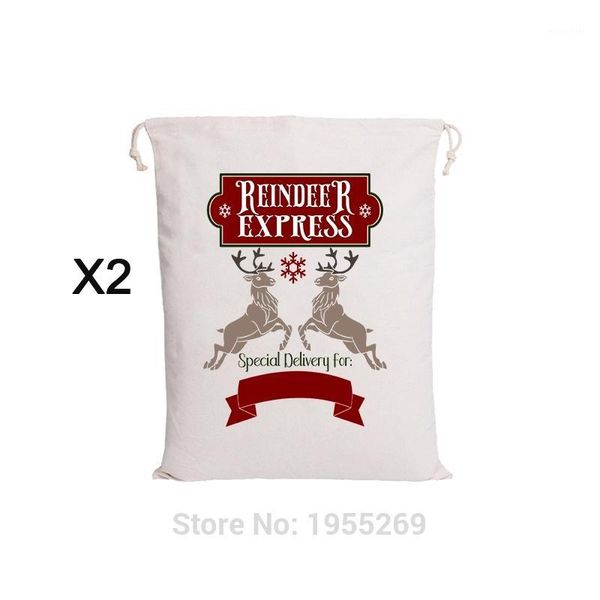 

christmas decorations 1pcs bags customized santa sack drawstring claus party for kids toy canvas bag gift bags1