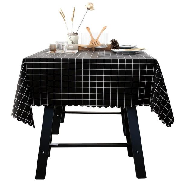 

black striped tablecloth pastoral style oilproof no-clean pvc rectangle dining table cloth christmas banquet decor home textile