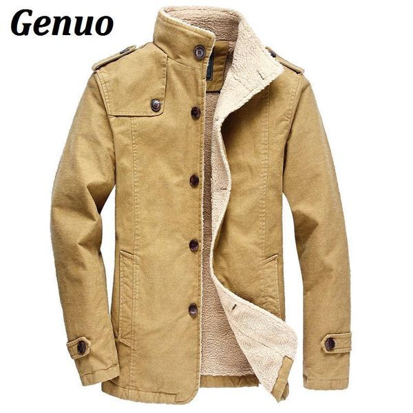 

men's jackets genuo winter bomber jacket men fleece fur coat warm male collar army windbreaker streetwear mens and coats 6xl, Black;brown