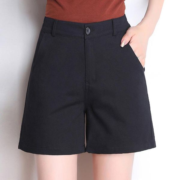 

women's shorts solid high waist loose thin casual summer 4xl 5xl 6xl plus size cotton elegant short feminino ta2029, White;black