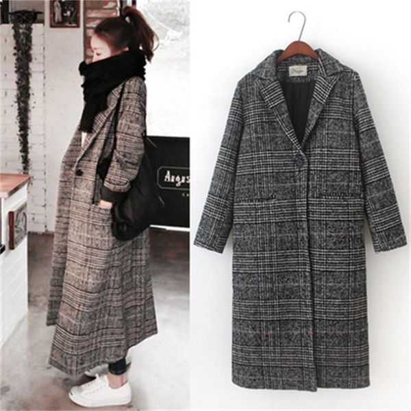 

fashion autumn and winter new slim thin long thick woolen coat loose wild trend women's clothing ms, Black