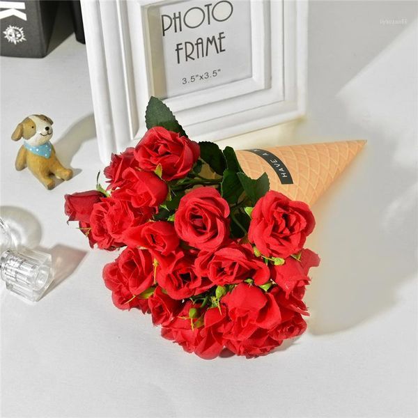 

artificial silk red rose/plastic fake lavender flowers mini bonsai set for wedding hands holding bouquet home garden decoration1