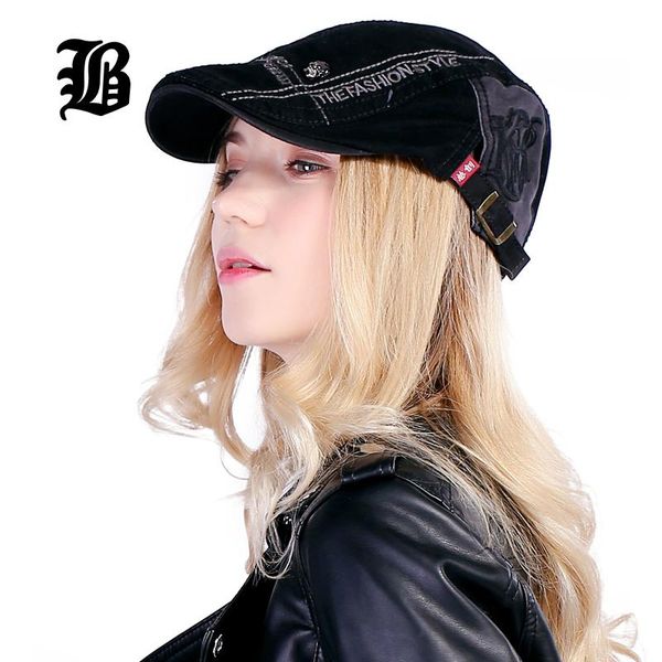 

flb] fashion spring autumn skull beret buckle flat caps vintage solid warmer berets leisure boinas hat for womens mens wmtsff, Black;white