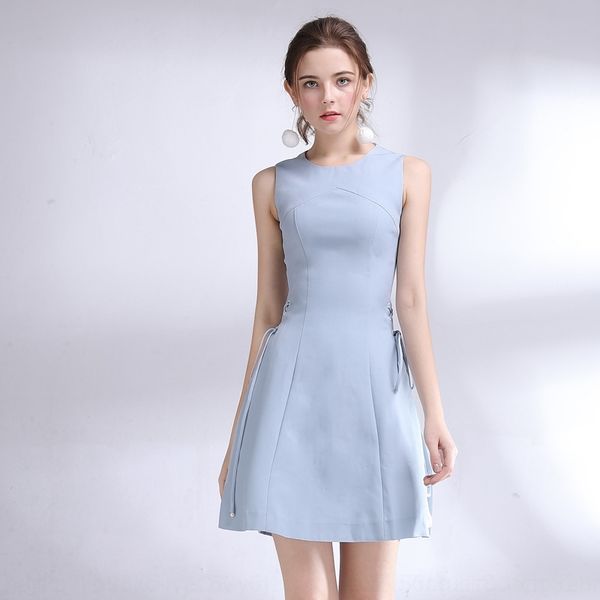 

co41s 2020 boutique women's summer new pleated stitching vest fresh phijb dress and sweet vest dress 68036 slim, Black;gray