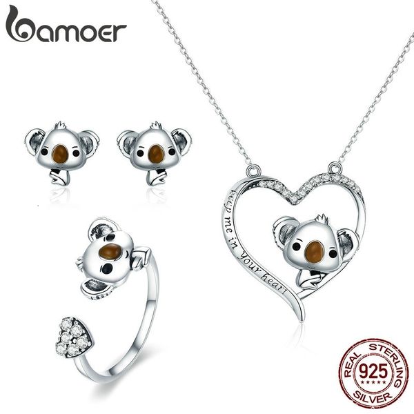 

bamoer 100% real 925 cute bear koala animal collection girls set sterling silver jewelry gift zhs062
